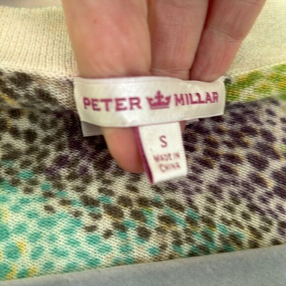 Peter Millar Women’s Abstract 100% merino wool v-neck 3/4 sleeve sweater Small! - Picture 4 of 7